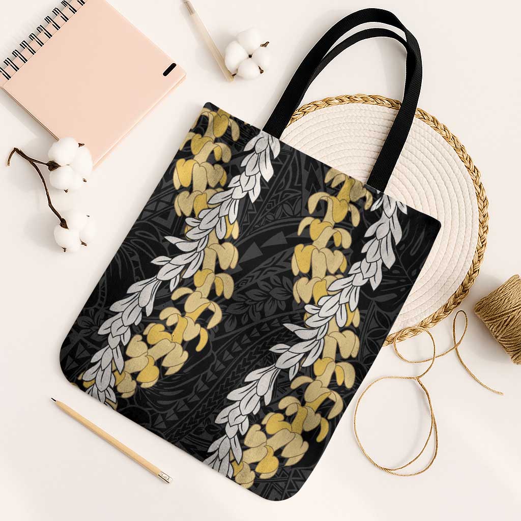 Puakenikeni and Maile Lei Tote Bag Black Double Strand Lei - Polynesian Pride