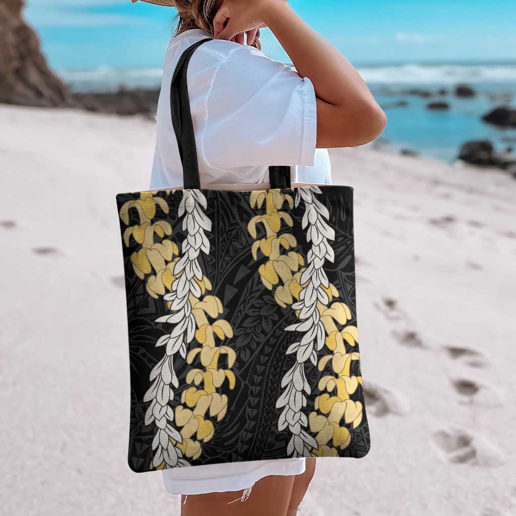 Puakenikeni and Maile Lei Tote Bag Black Double Strand Lei - Polynesian Pride