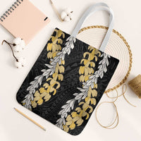 Puakenikeni and Maile Lei Tote Bag Black Double Strand Lei - Polynesian Pride