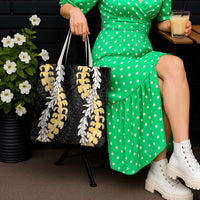 Puakenikeni and Maile Lei Tote Bag Black Double Strand Lei - Polynesian Pride
