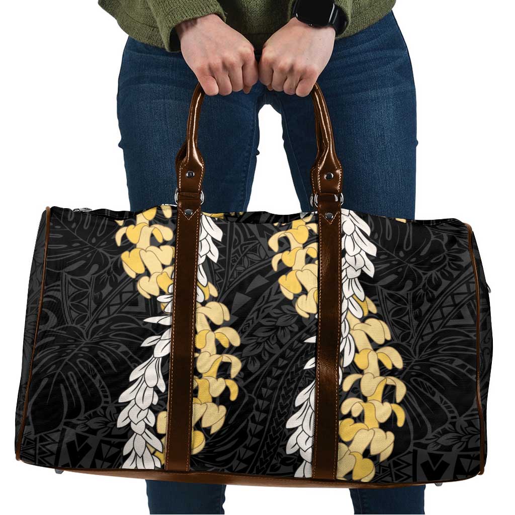 Puakenikeni and Maile Lei Travel Bag Black Double Strand Lei - Polynesian Pride