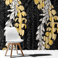 Puakenikeni and Maile Lei Window Curtain Black Double Strand Lei