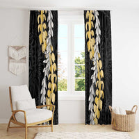 Puakenikeni and Maile Lei Window Curtain Black Double Strand Lei