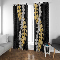 Puakenikeni and Maile Lei Window Curtain Black Double Strand Lei