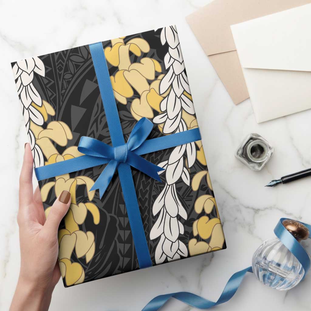 Puakenikeni and Maile Lei Wrapping Paper Black Double Strand Lei - Polynesian Pride
