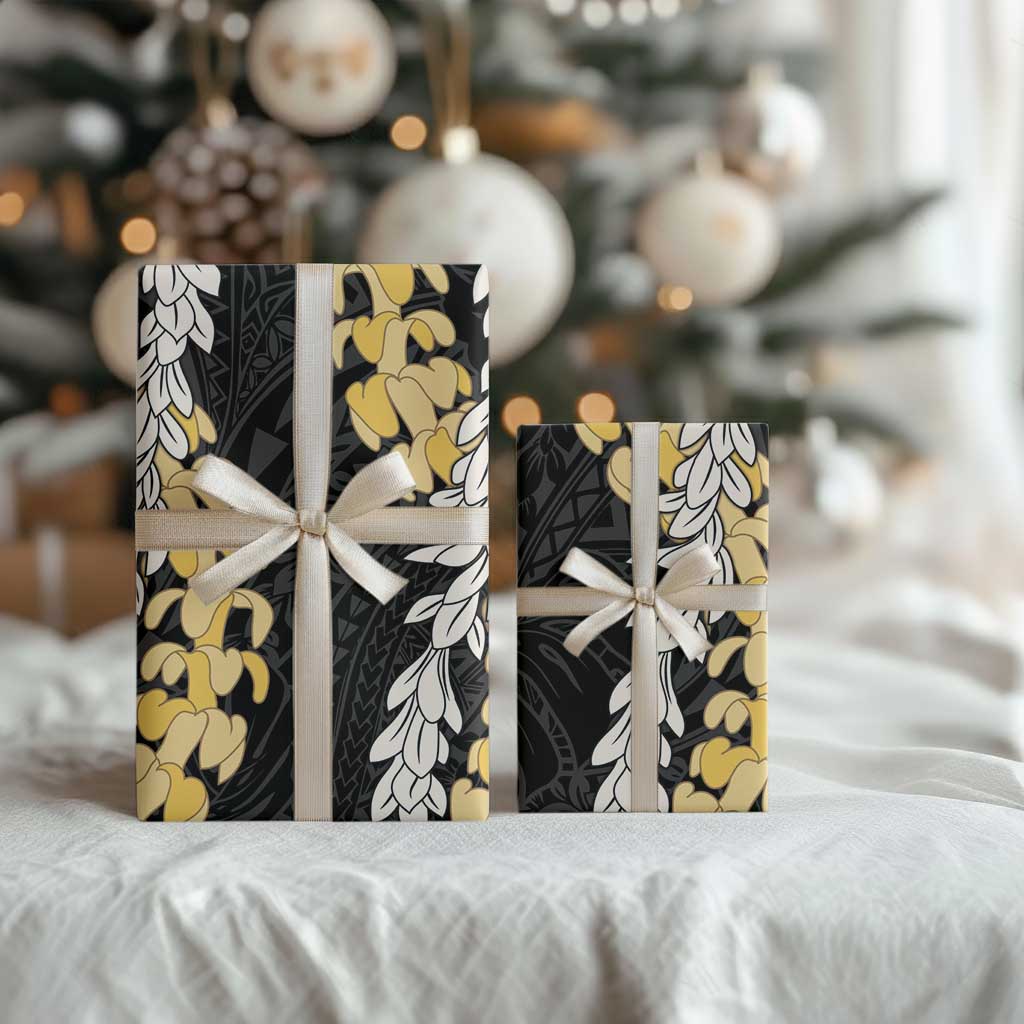 Puakenikeni and Maile Lei Wrapping Paper Black Double Strand Lei - Polynesian Pride