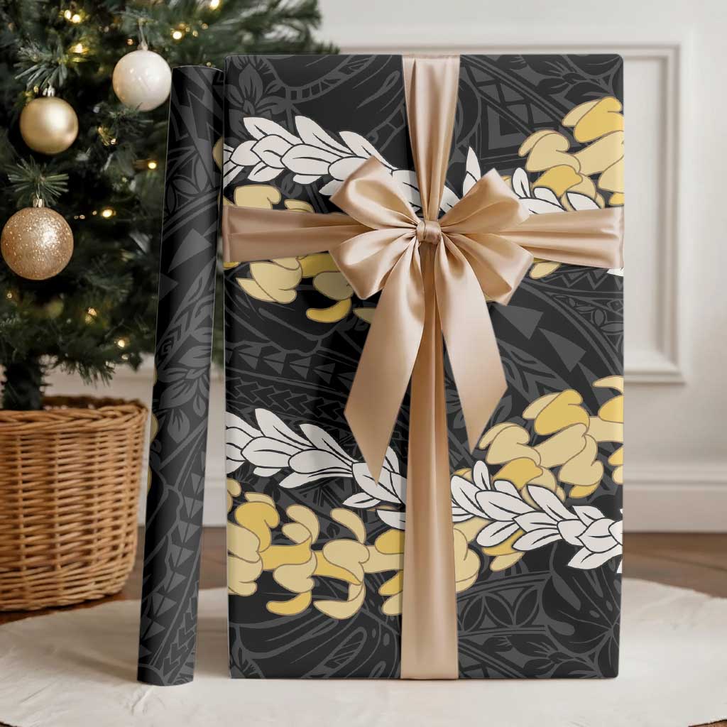 Puakenikeni and Maile Lei Wrapping Paper Black Double Strand Lei - Polynesian Pride