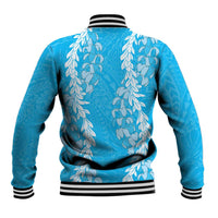 Puakenikeni and Maile Lei Baseball Jacket Blue Double Strand Lei LT9 - Polynesian Pride