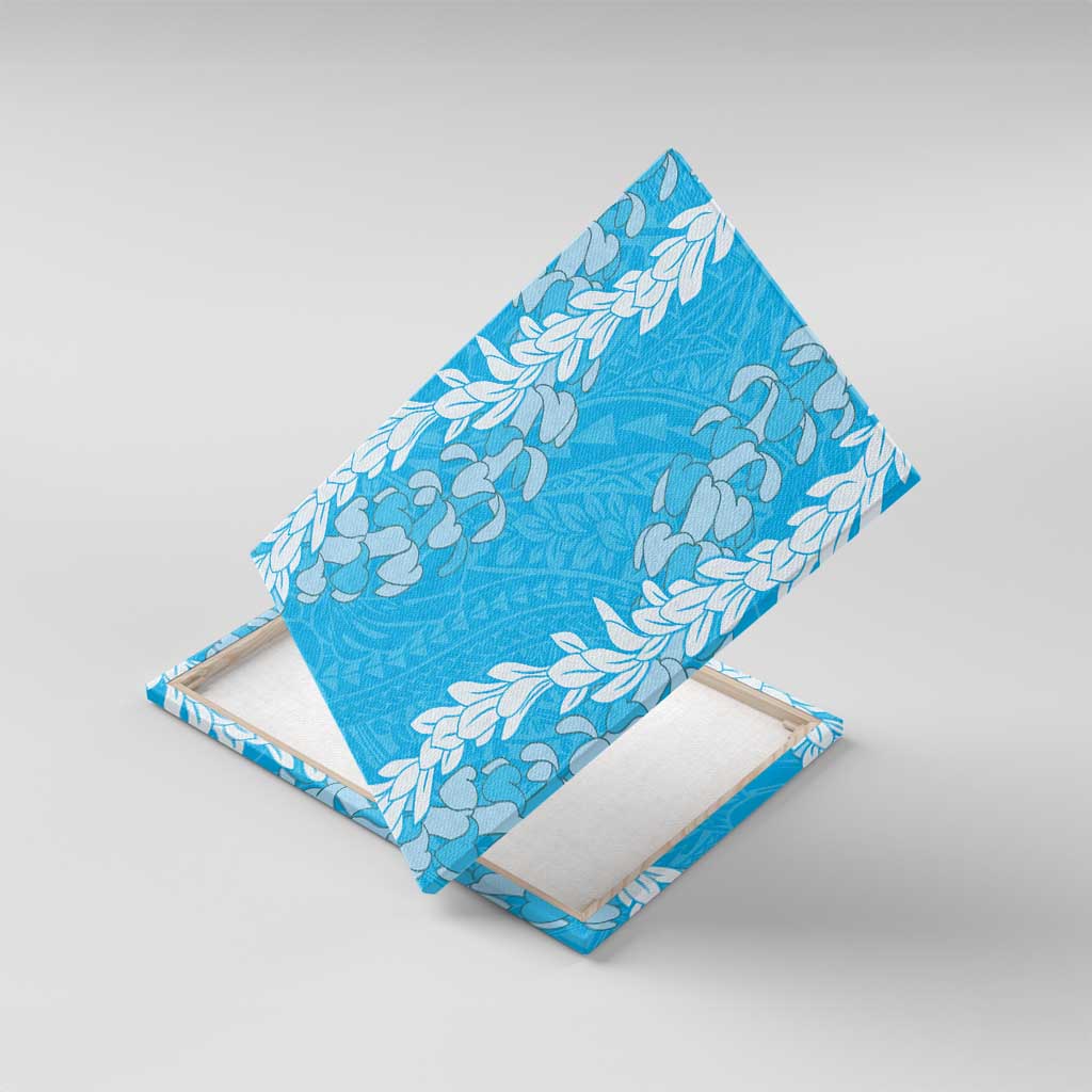 Puakenikeni and Maile Lei Canvas Wall Art Blue Double Strand Lei