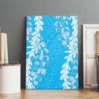 Puakenikeni and Maile Lei Canvas Wall Art Blue Double Strand Lei
