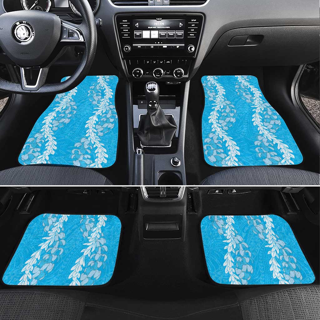 Puakenikeni and Maile Lei Car Mats Blue Double Strand Lei
