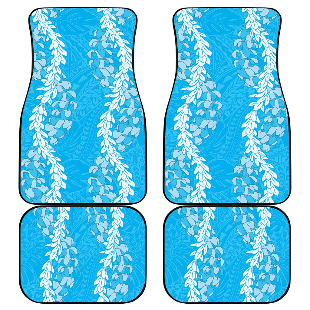 Puakenikeni and Maile Lei Car Mats Blue Double Strand Lei