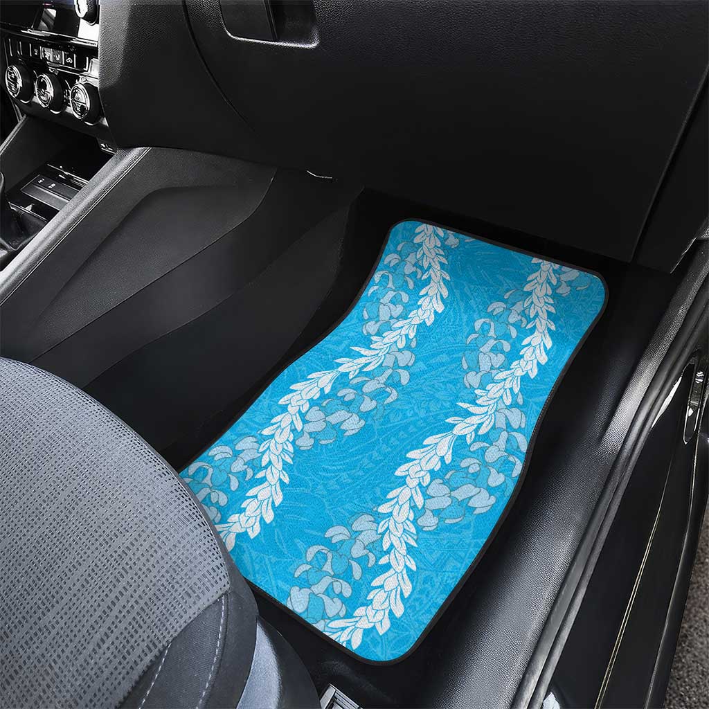 Puakenikeni and Maile Lei Car Mats Blue Double Strand Lei
