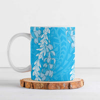 Puakenikeni and Maile Lei Ceramic Mug Blue Double Strand Lei LT9 Blue - Polynesian Pride