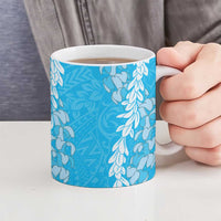 Puakenikeni and Maile Lei Ceramic Mug Blue Double Strand Lei LT9 - Polynesian Pride