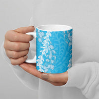 Puakenikeni and Maile Lei Ceramic Mug Blue Double Strand Lei LT9 - Polynesian Pride