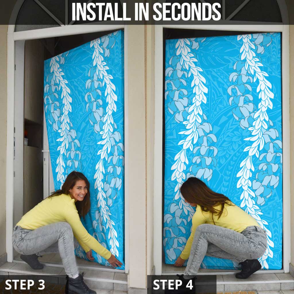 Puakenikeni and Maile Lei Door Cover Blue Double Strand Lei - Polynesian Pride