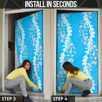 Puakenikeni and Maile Lei Door Cover Blue Double Strand Lei - Polynesian Pride