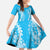 Puakenikeni and Maile Lei Family Matching Off Shoulder Maxi Dress and Hawaiian Shirt Blue Double Strand Lei