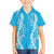 Puakenikeni and Maile Lei Family Matching Off Shoulder Maxi Dress and Hawaiian Shirt Blue Double Strand Lei