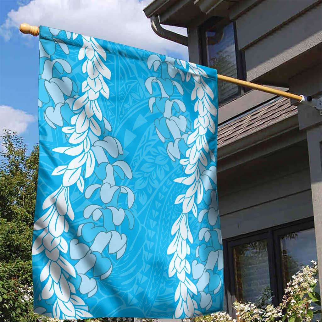 Puakenikeni and Maile Lei Garden Flag Blue Double Strand Lei