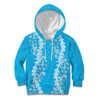 Puakenikeni and Maile Lei Kid Hoodie Blue Double Strand Lei LT9 Hoodie Blue - Polynesian Pride