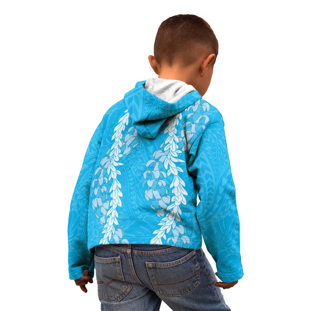 Puakenikeni and Maile Lei Kid Hoodie Blue Double Strand Lei LT9 - Polynesian Pride