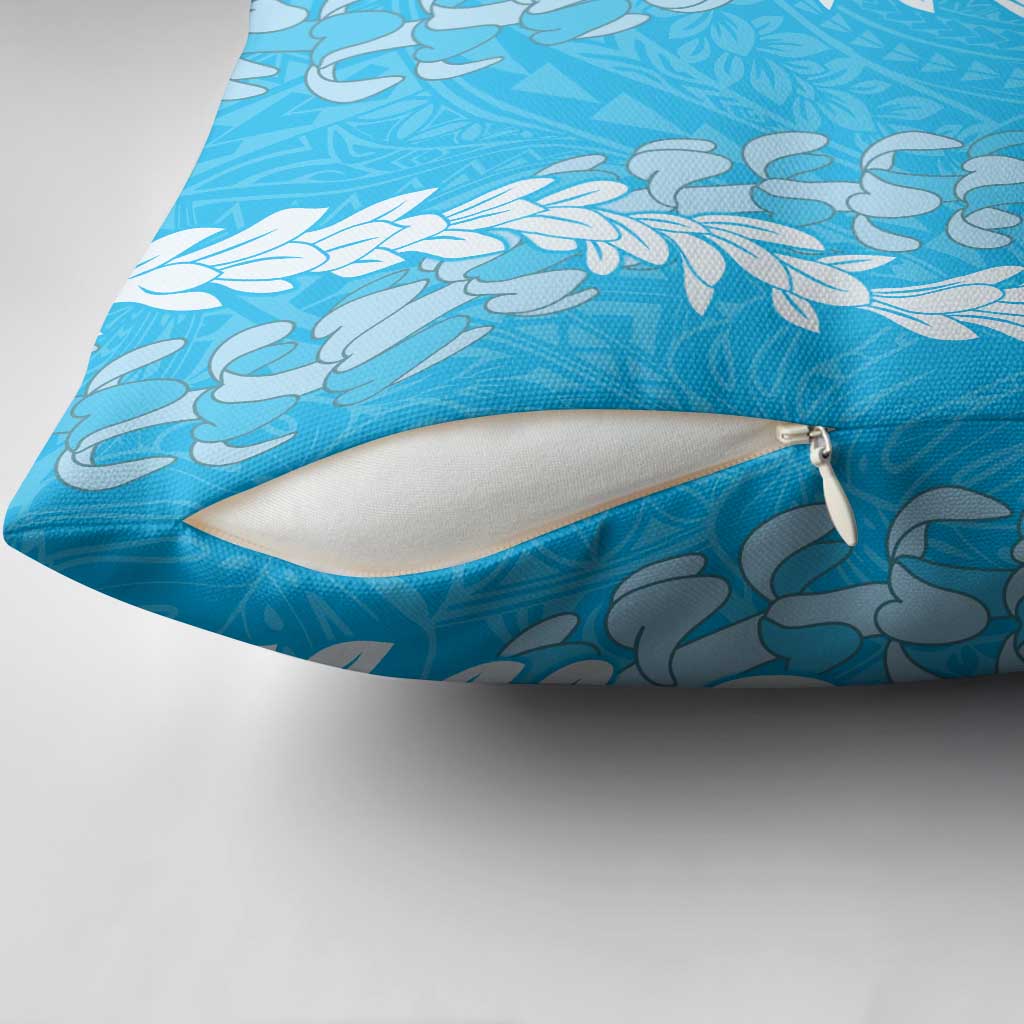 Puakenikeni and Maile Lei Pillow Cover Blue Double Strand Lei - Polynesian Pride