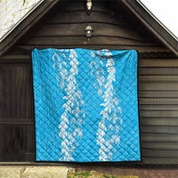 Puakenikeni and Maile Lei Quilt Blue Double Strand Lei