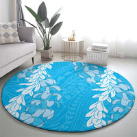 Puakenikeni and Maile Lei Round Carpet Blue Double Strand Lei