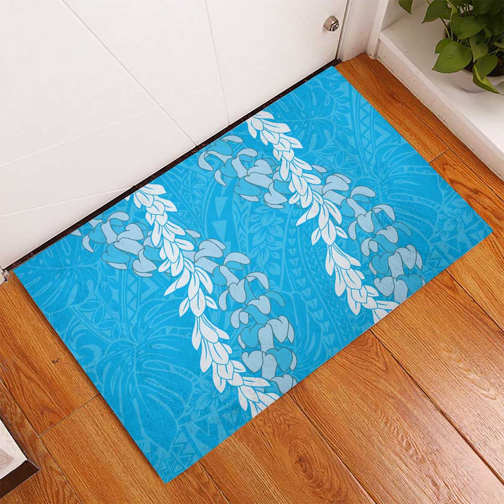 Puakenikeni and Maile Lei Rubber Doormat Blue Double Strand Lei LT9 - Polynesian Pride