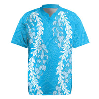 Puakenikeni and Maile Lei Rugby Jersey Blue Double Strand Lei LT9 Blue - Polynesian Pride