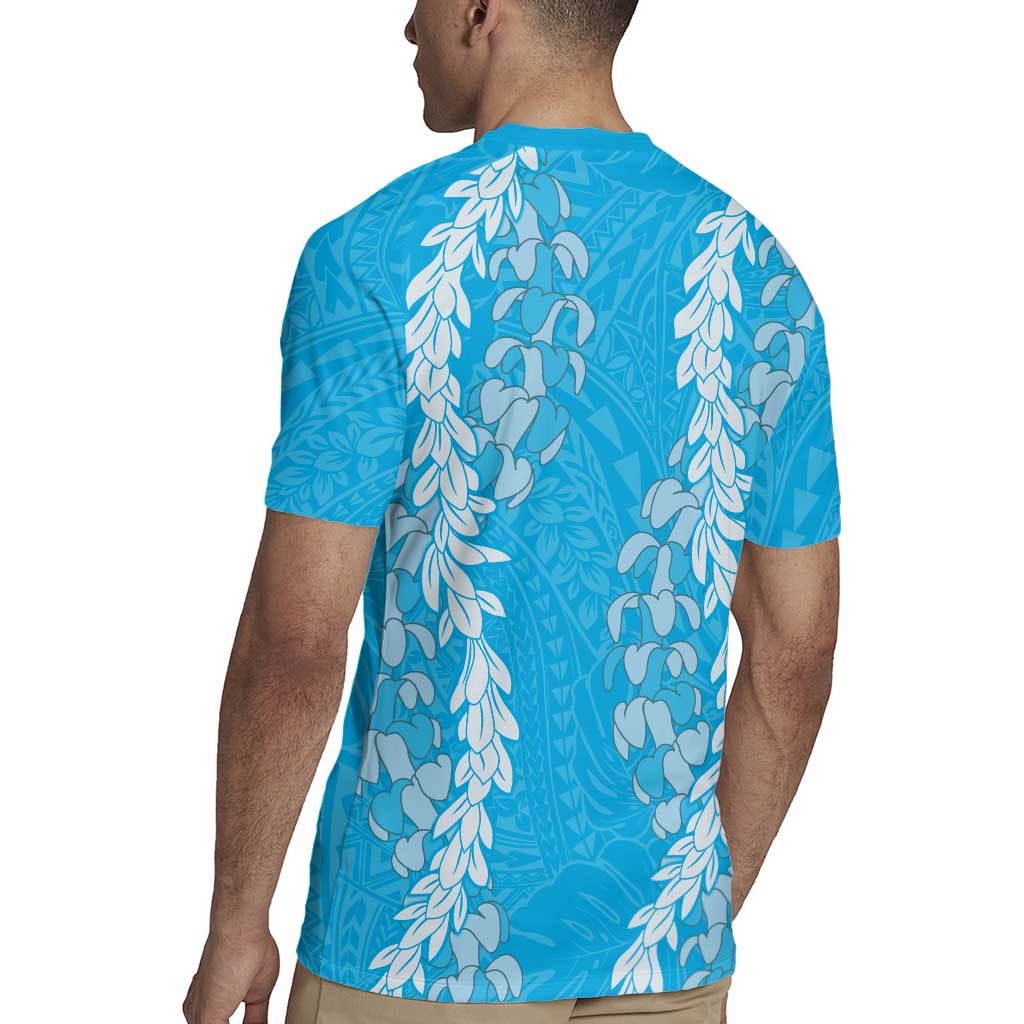 Puakenikeni and Maile Lei Rugby Jersey Blue Double Strand Lei LT9 - Polynesian Pride