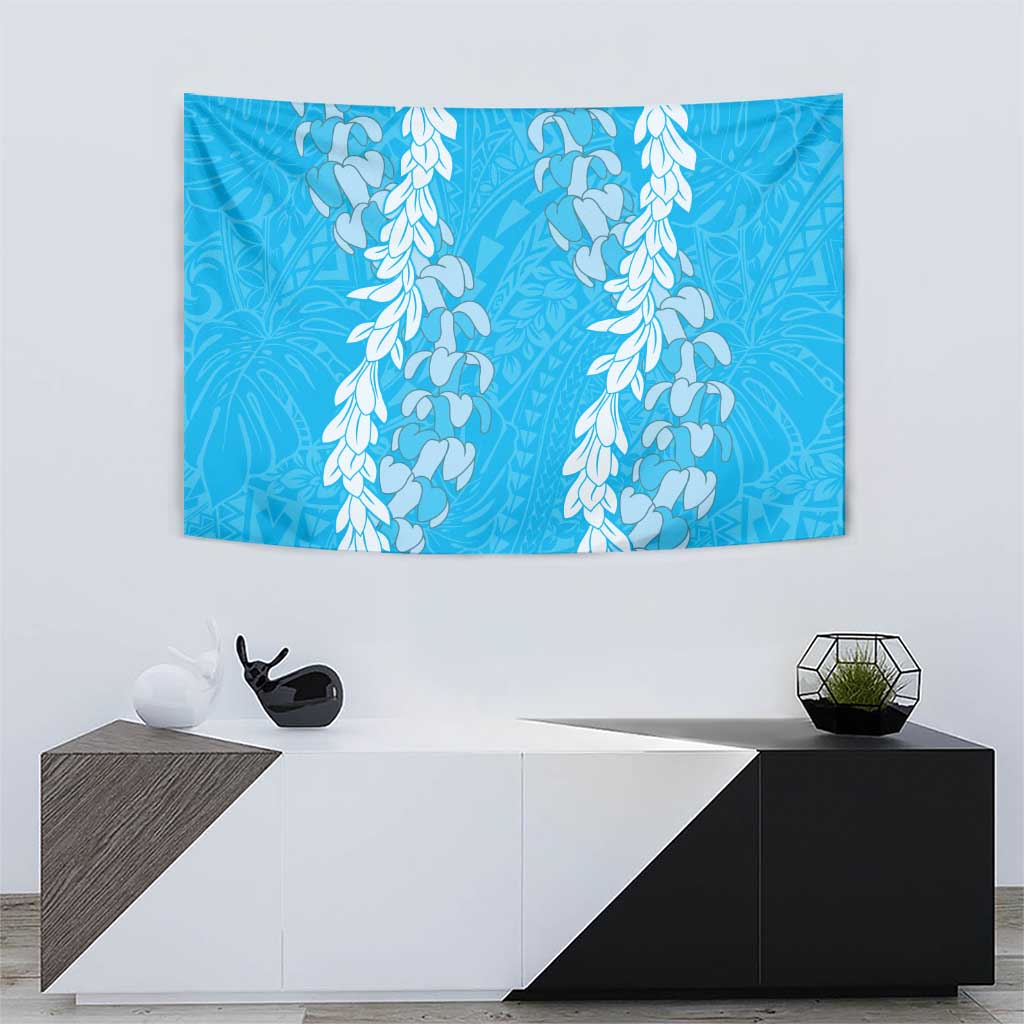 Puakenikeni and Maile Lei Tapestry Blue Double Strand Lei LT9 - Polynesian Pride