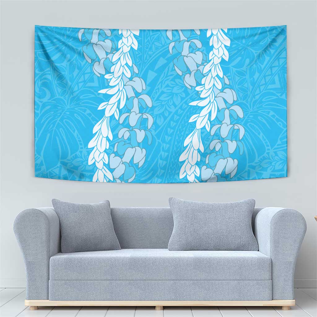 Puakenikeni and Maile Lei Tapestry Blue Double Strand Lei LT9 - Polynesian Pride