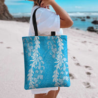 Puakenikeni and Maile Lei Tote Bag Blue Double Strand Lei - Polynesian Pride