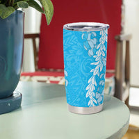 Puakenikeni and Maile Lei Tumbler Cup Blue Double Strand Lei