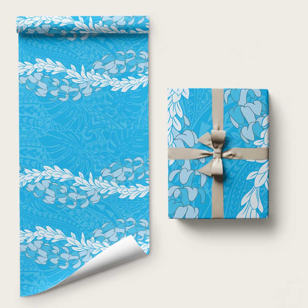 Puakenikeni and Maile Lei Wrapping Paper Blue Double Strand Lei - Polynesian Pride