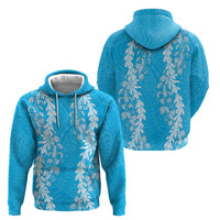 Puakenikeni and Maile Lei Zip Hoodie Blue Double Strand Lei LT9 - Polynesian Pride
