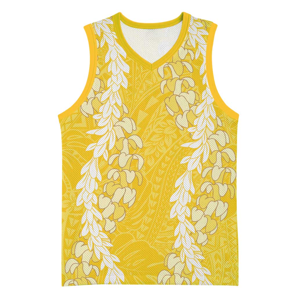 Puakenikeni and Maile Lei Basketball Jersey Gold Double Strand Lei - Polynesian Pride