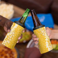 Puakenikeni and Maile Lei 4 in 1 Can Cooler Tumbler Gold Double Strand Lei