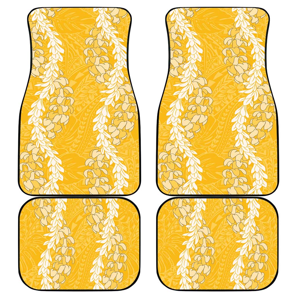 Puakenikeni and Maile Lei Car Mats Gold Double Strand Lei