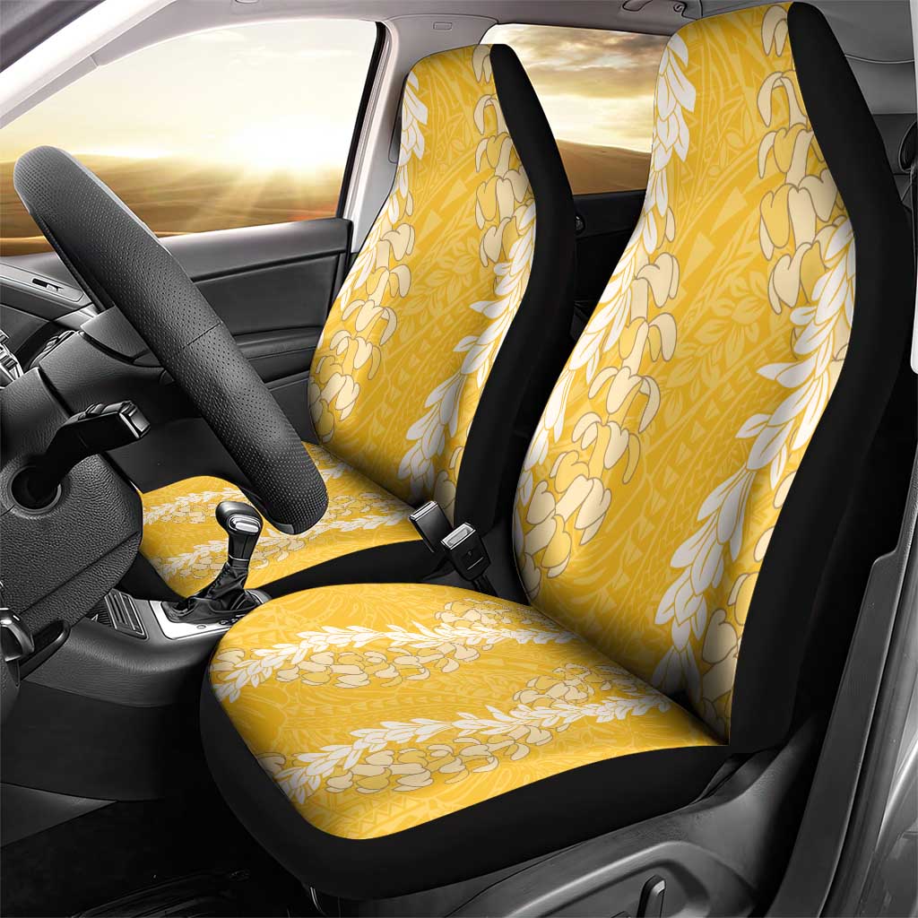 Puakenikeni and Maile Lei Car Seat Cover Gold Double Strand Lei