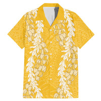 Puakenikeni and Maile Lei Family Matching Mermaid Dress and Hawaiian Shirt Gold Double Strand Lei