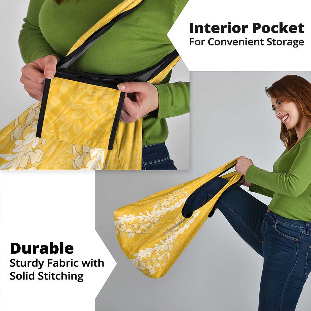 Puakenikeni and Maile Lei Grocery Bag Gold Double Strand Lei