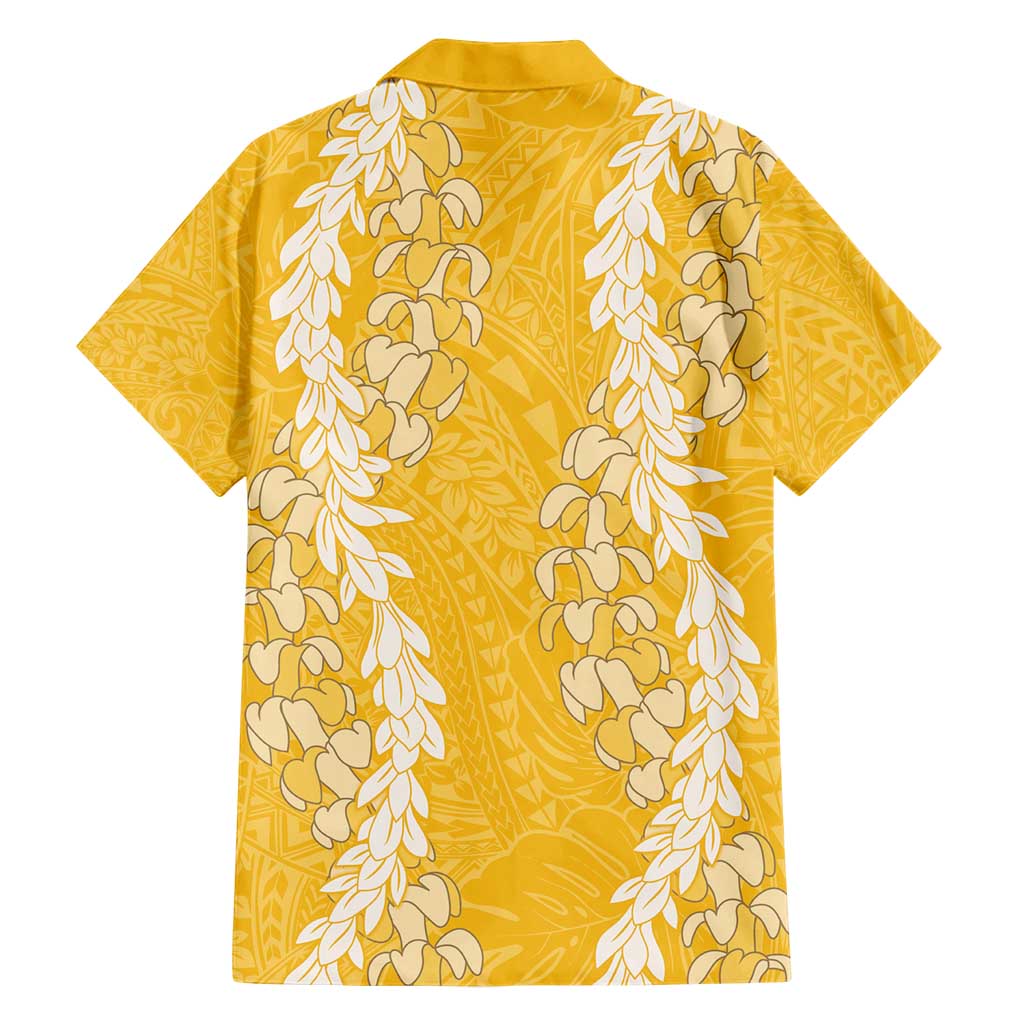 Puakenikeni and Maile Lei Hawaiian Shirt Gold Double Strand Lei