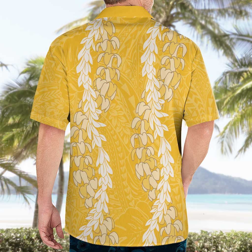 Puakenikeni and Maile Lei Hawaiian Shirt Gold Double Strand Lei
