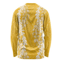 Puakenikeni and Maile Lei Long Sleeve Shirt Gold Double Strand Lei