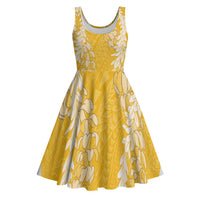 Puakenikeni and Maile Lei Midi Dress Gold Double Strand Lei - Polynesian Pride