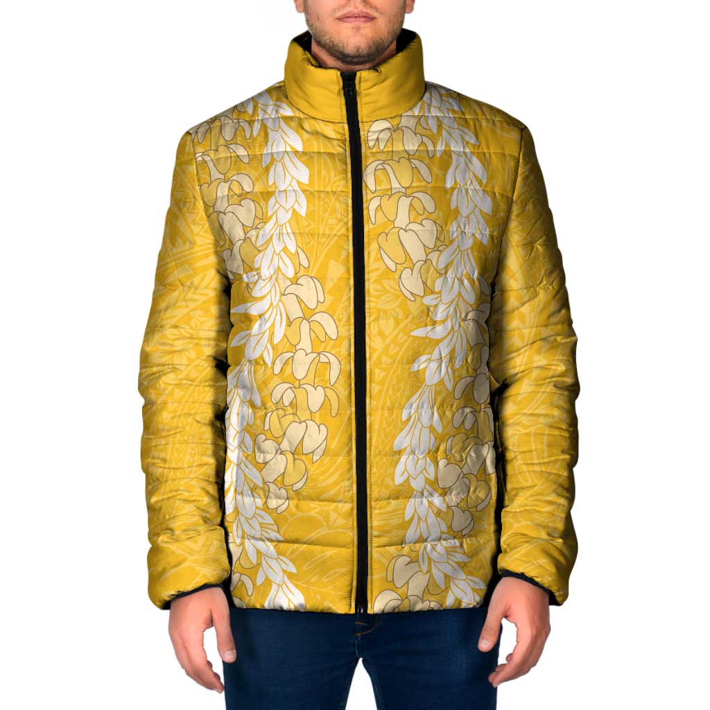 Puakenikeni and Maile Lei Padded Jacket Gold Double Strand Lei - Polynesian Pride